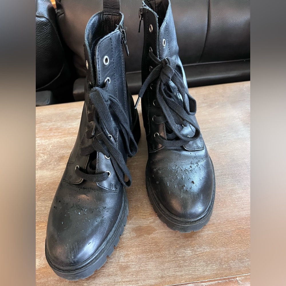 🖤🖤 CROWN VINTAGE 🅛🅔🅐🅣🅗🅔🅡 Combat Boots 7.5